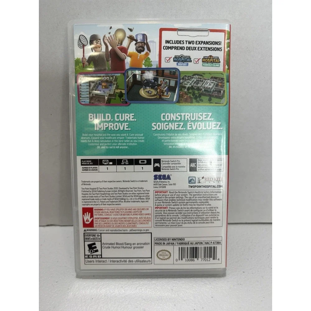 Two Point Hospital (Nintendo Switch, 2020) Complete CIB Tested & Working Clean